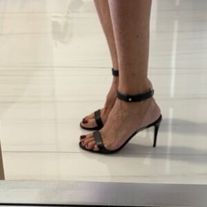 Christian Louboutin Jonatina Black Ankle-Strap Open-Toe Heels 6.5